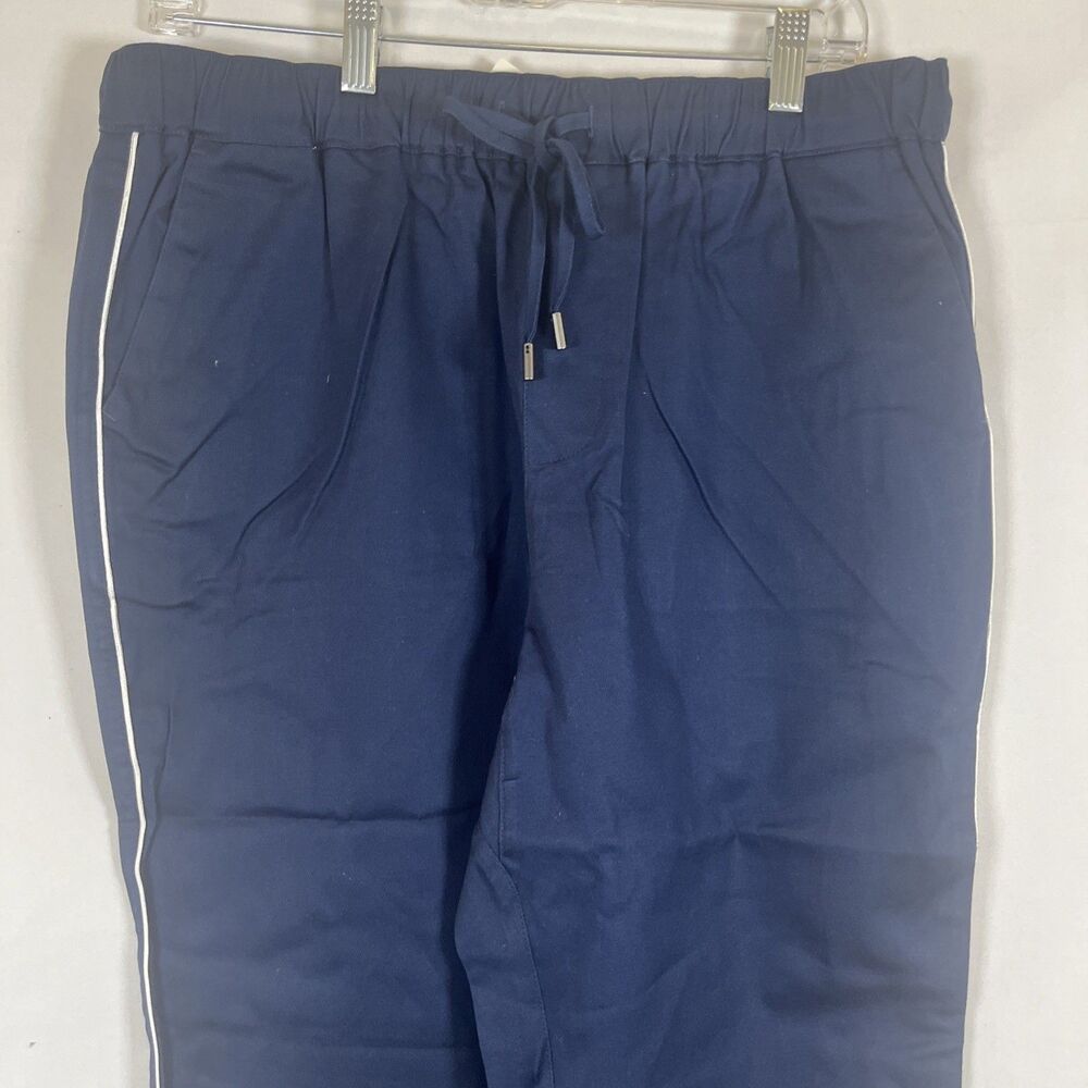 Wildfang The Essential Piped Drawstring Pant NWT Navy/White - Picture 3 of 8